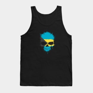 Chaotic Bahamas Flag Splatter Skull Tank Top